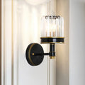 Modern black & gold crystal cylinder wall light hallway sconce