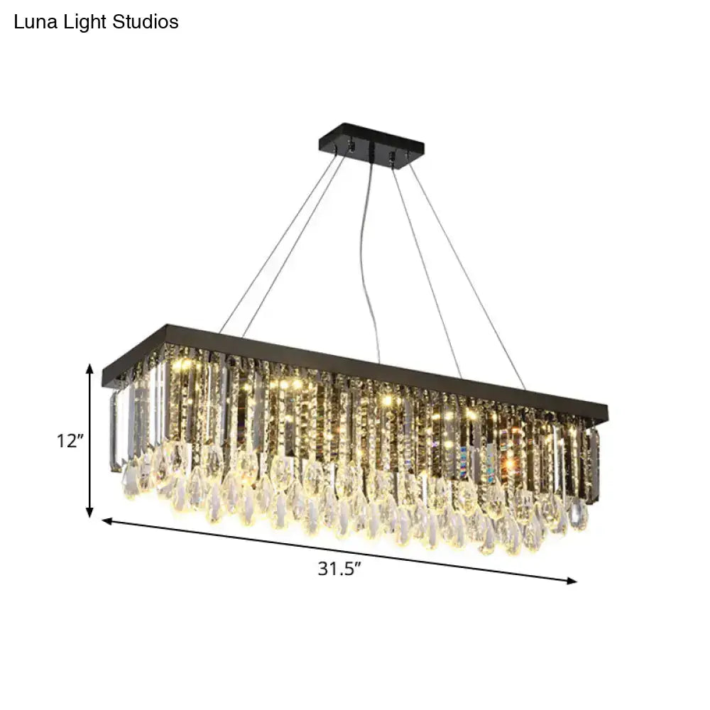 Modern black & gold crystal island pendant light dining room