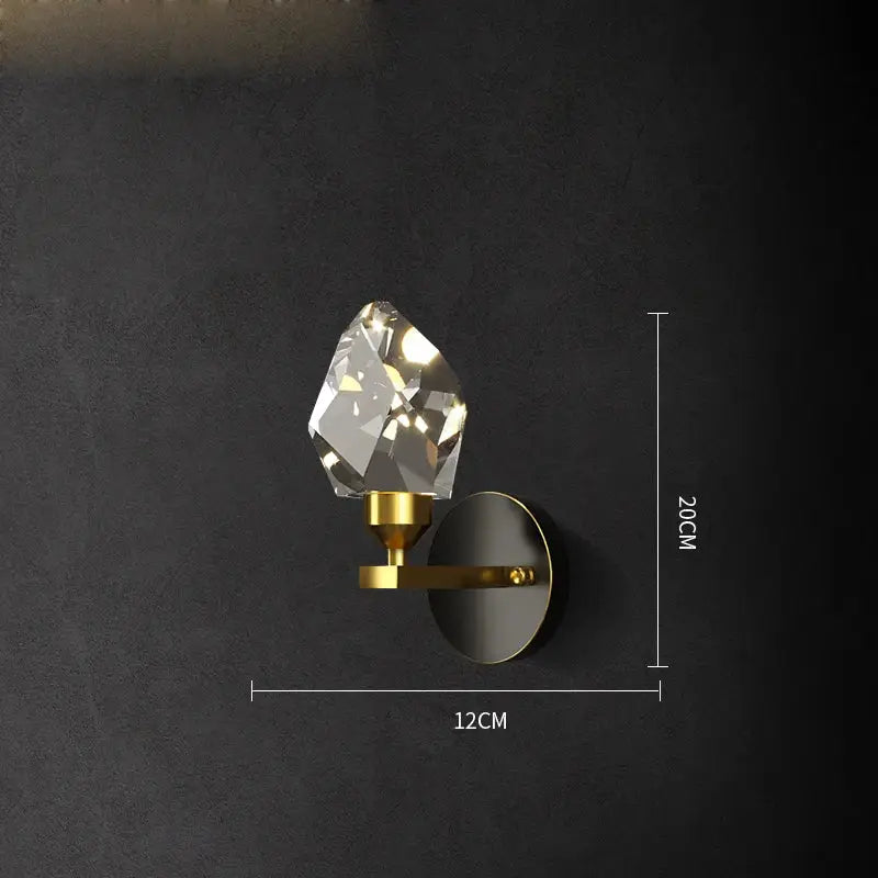 Modern black & gold crystal led wall sconce bedroom light