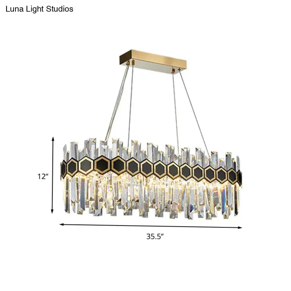 Modern black & gold crystal oval chandelier dining room ceiling light