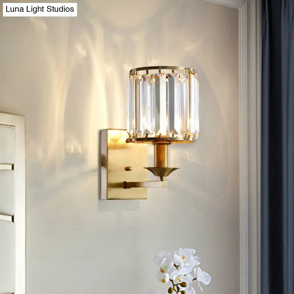 Modern black & gold crystal sconce light fixture bedroom wired electric
