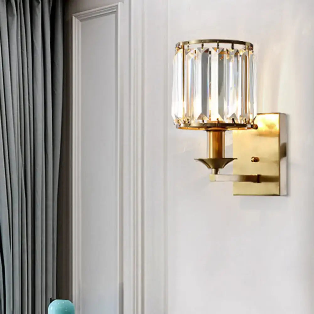 Modern black & gold crystal sconce light fixture bedroom wired electric