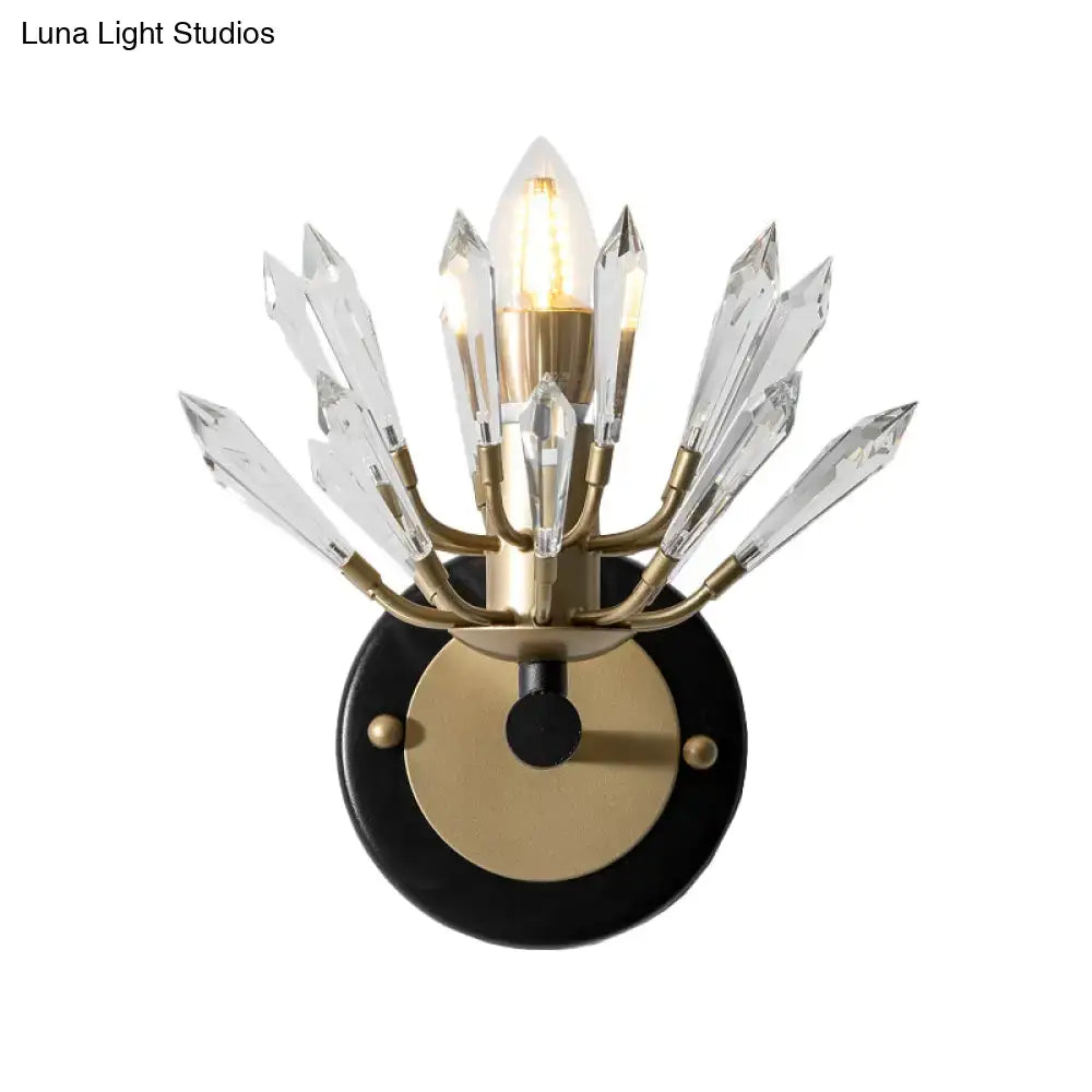 Modern black & gold crystal sconce light living room wall lamp