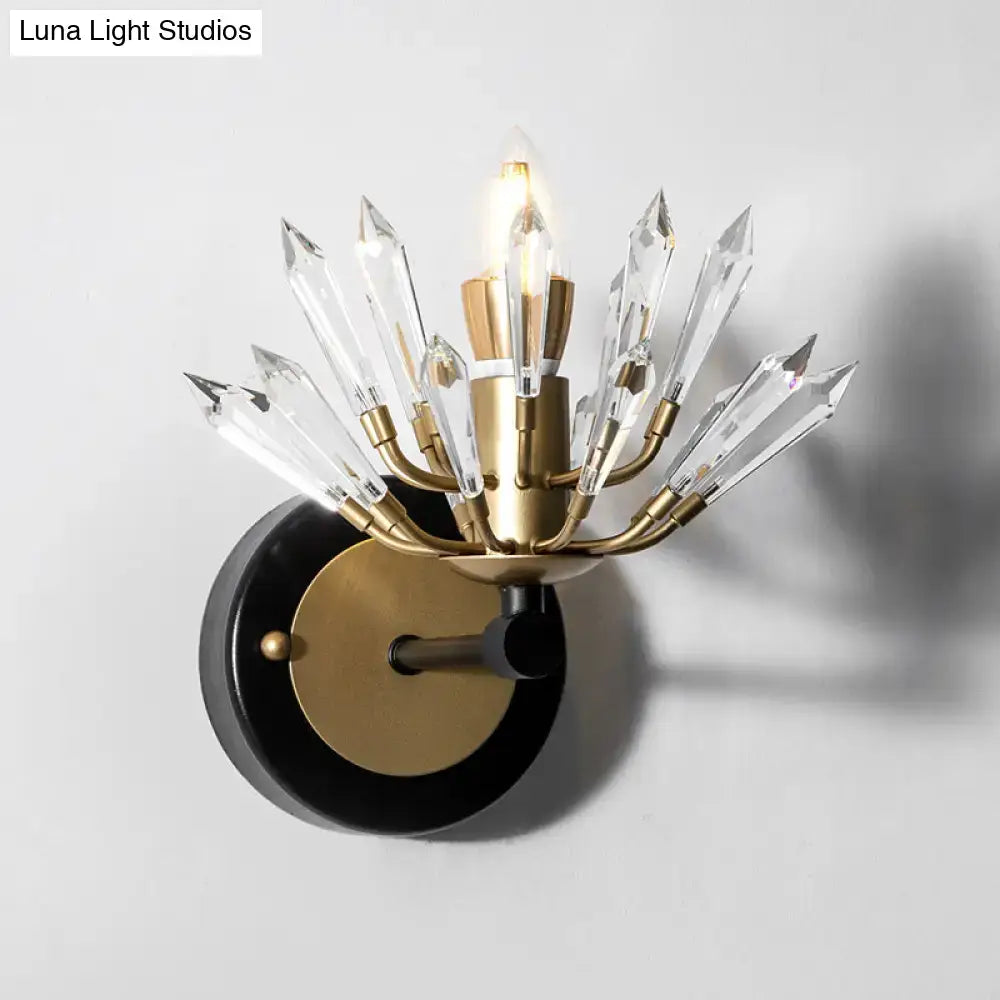 Modern black & gold crystal sconce light living room wall lamp