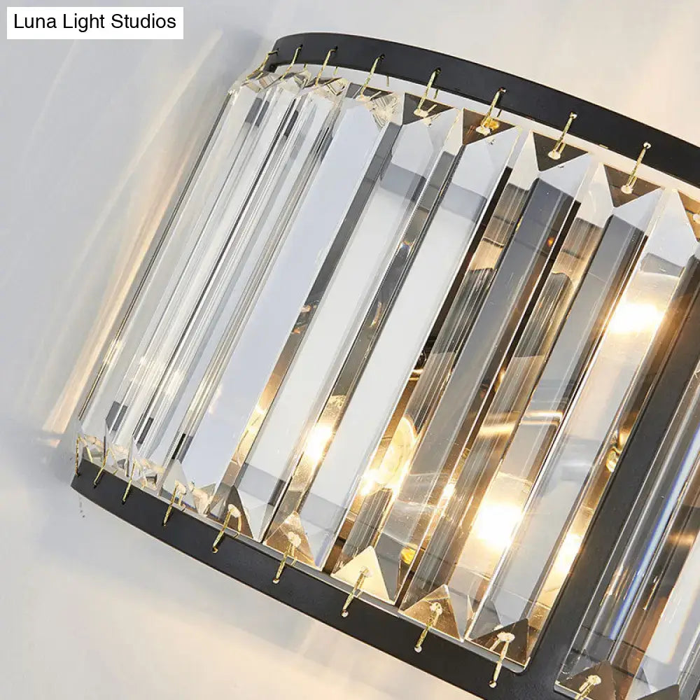 Modern black & gold crystal wall sconce bedroom 16 inch fixture