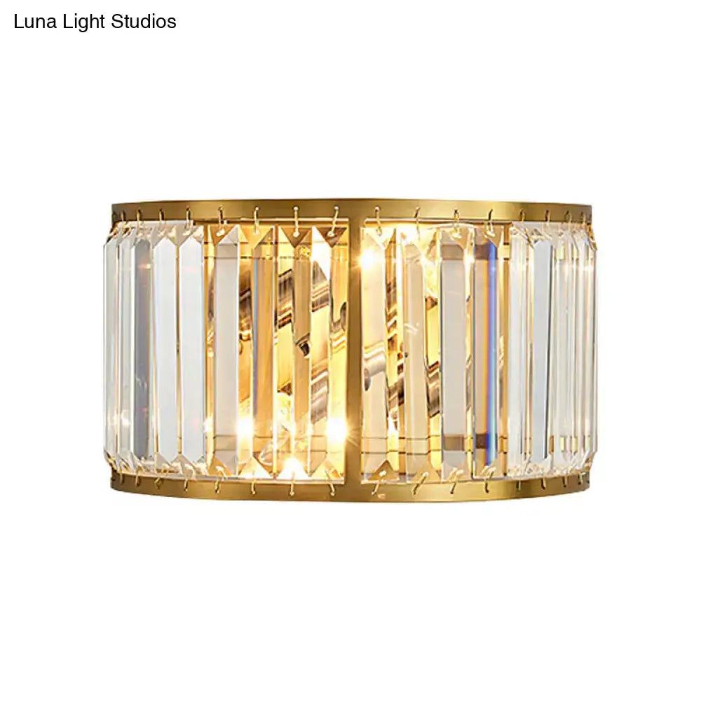 Modern black & gold crystal wall sconce bedroom 16 inch fixture