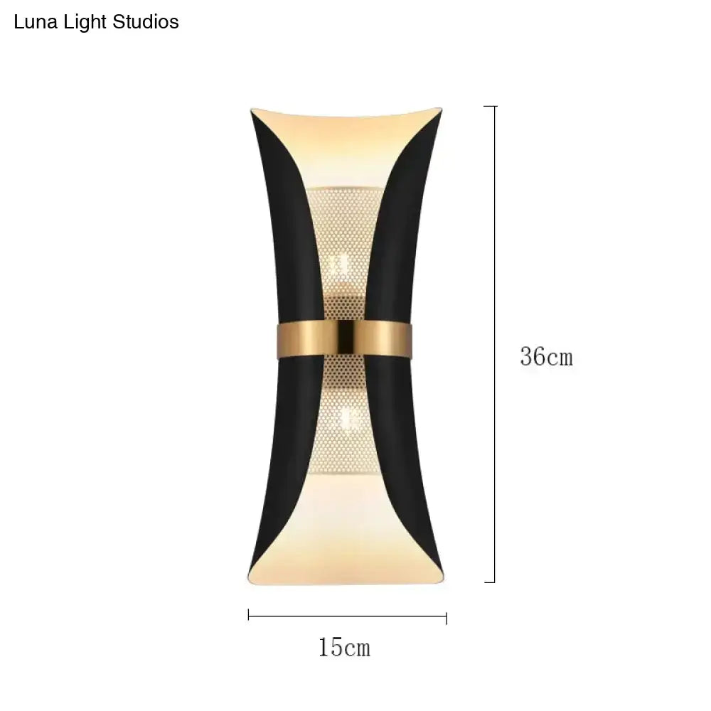 Modern black & gold curved wall lamp for bedroom