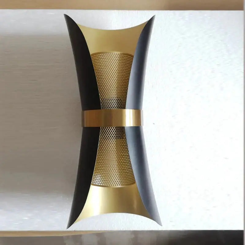 Modern black & gold curved wall lamp for bedroom