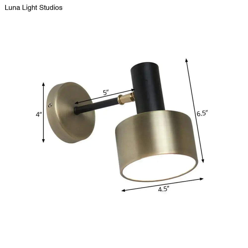 Modern black & gold cylinder sconce metal wall lighting living room