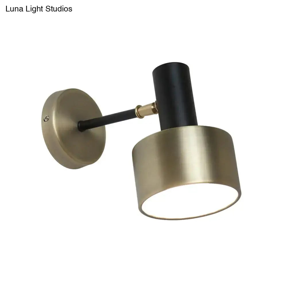 Modern black & gold cylinder sconce metal wall lighting living room
