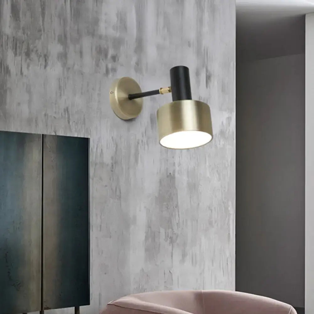 Modern black & gold cylinder sconce metal wall lighting living room