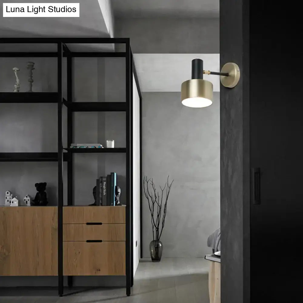 Modern black & gold cylinder sconce metal wall lighting living room