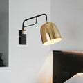 Modern black & gold dome wall sconce bedroom curved arm light