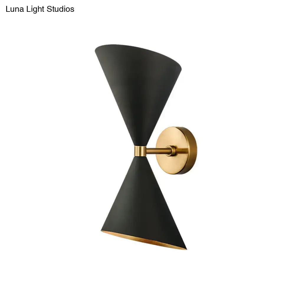 Modern black & gold double cone-shaped wall lamp hallway sconce