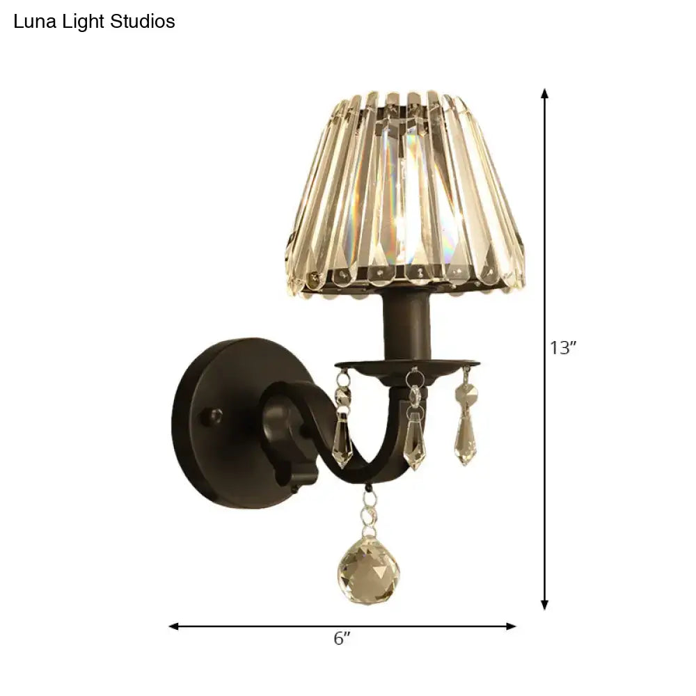 Modern black & gold finish crystal wall sconce for living room