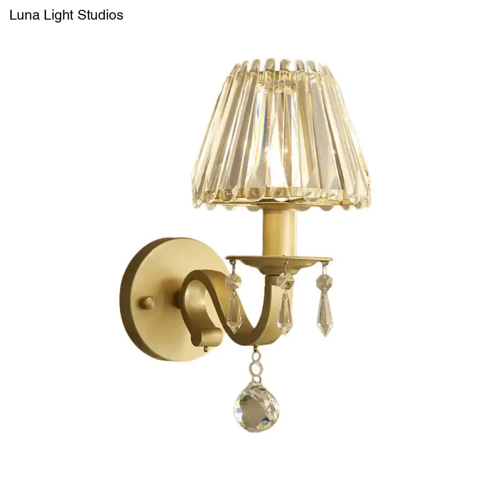 Modern black & gold finish crystal wall sconce for living room