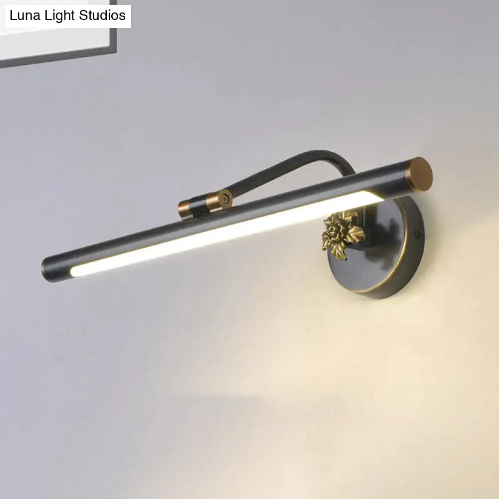 Modern black & gold floral led vanity wall sconce bedroom light