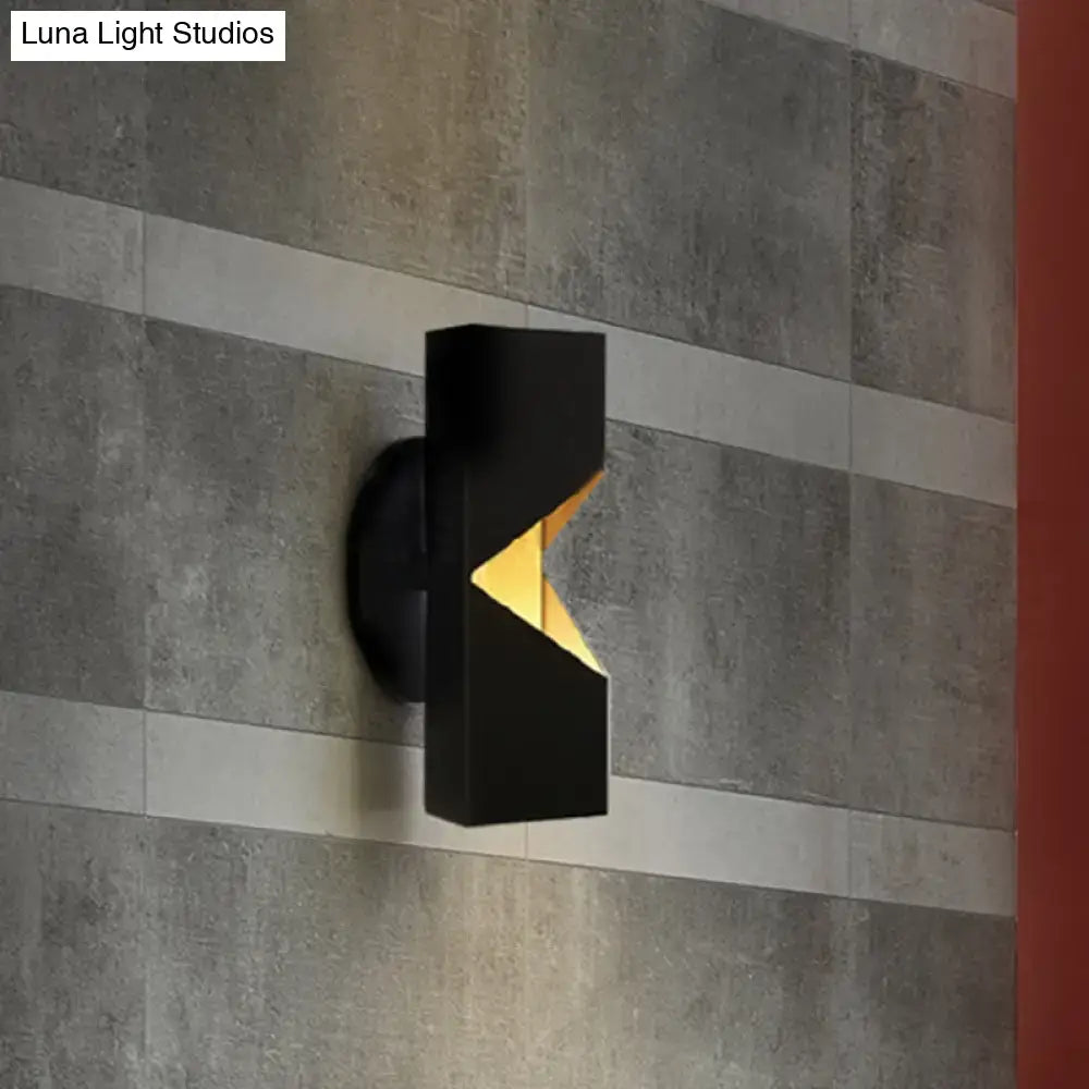 Modern black & gold geometric led sconce bedroom iron shade fixture
