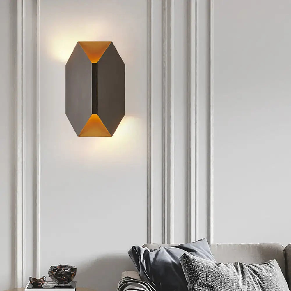 Modern black & gold geometric led wall lamp bedroom sconce