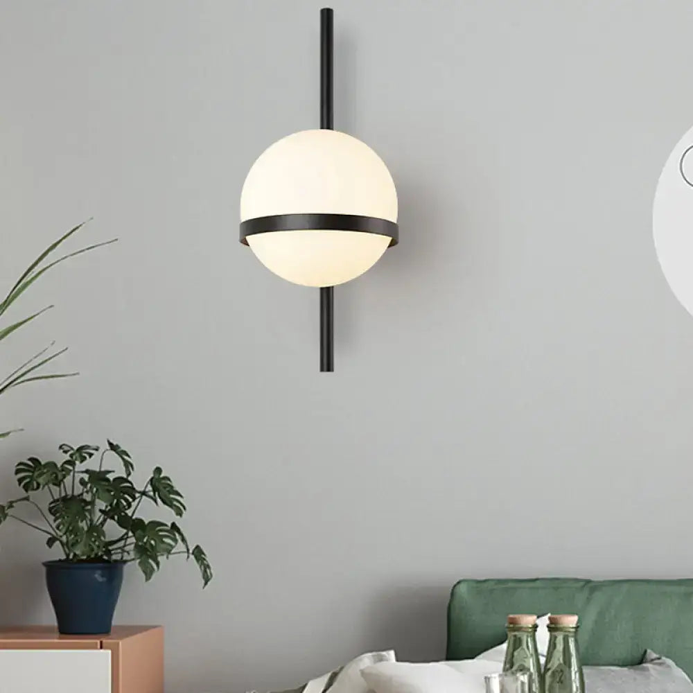 Modern black & gold glass shade wall sconce bedroom e26 e27 light