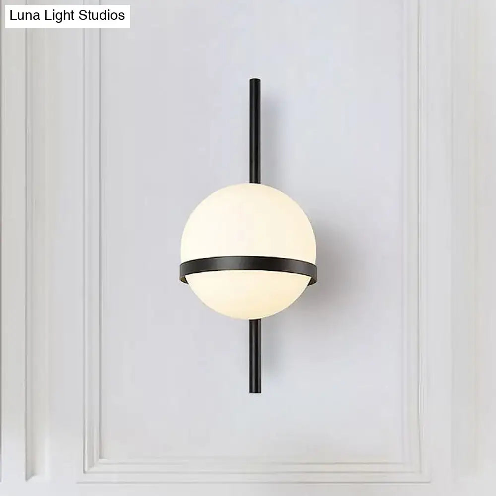 Modern black & gold glass shade wall sconce bedroom e26 e27 light