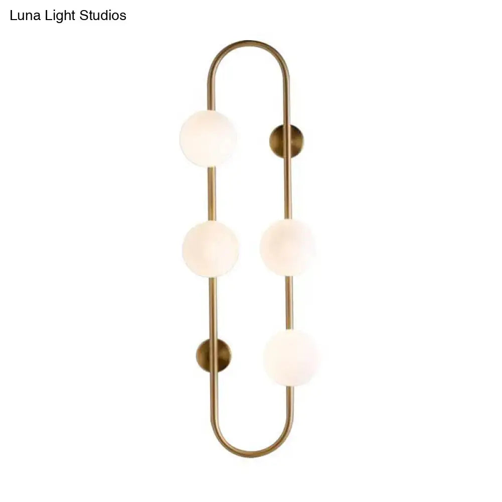 Modern black & gold globe wall sconce bedroom white glass light