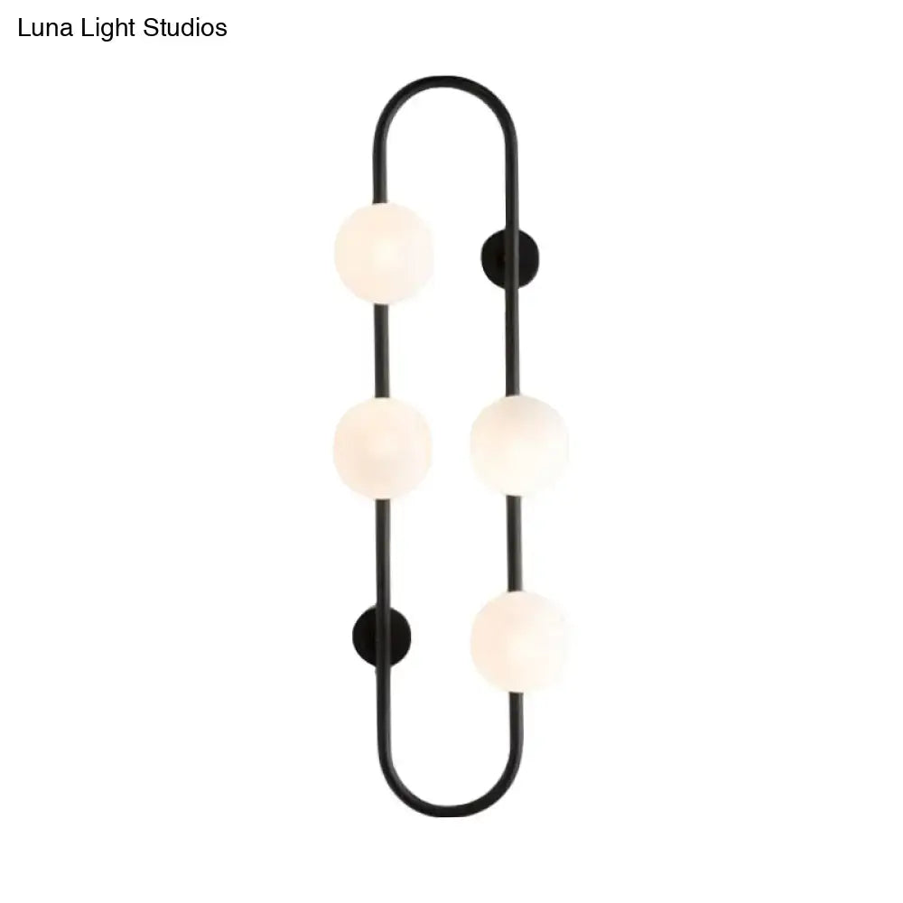 Modern black & gold globe wall sconce bedroom white glass light