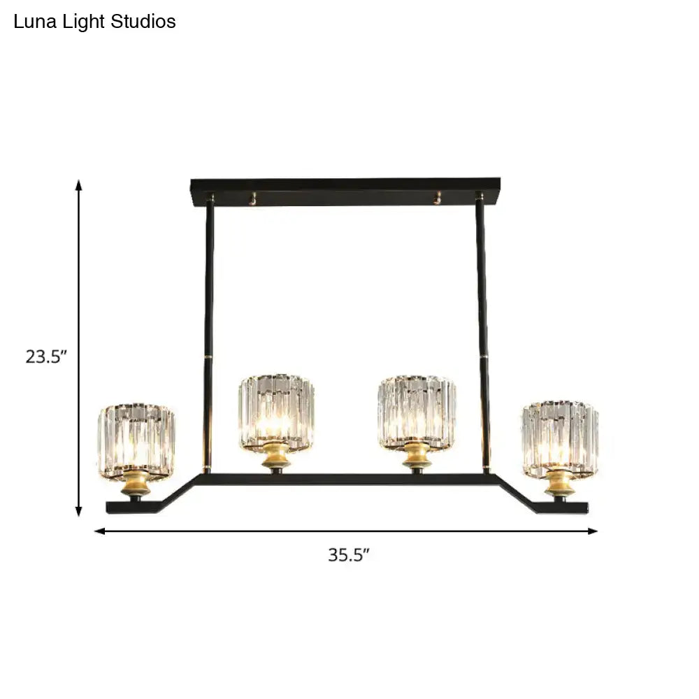 Modern black & gold island pendant light with clear crystal kitchen