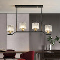 Modern black & gold island pendant light with clear crystal kitchen