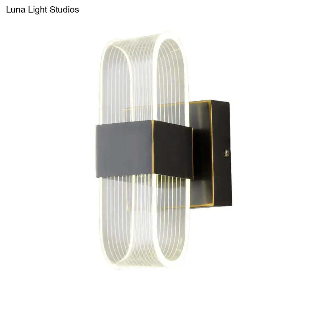 Modern black & gold led sconce light bedroom oval wall mount