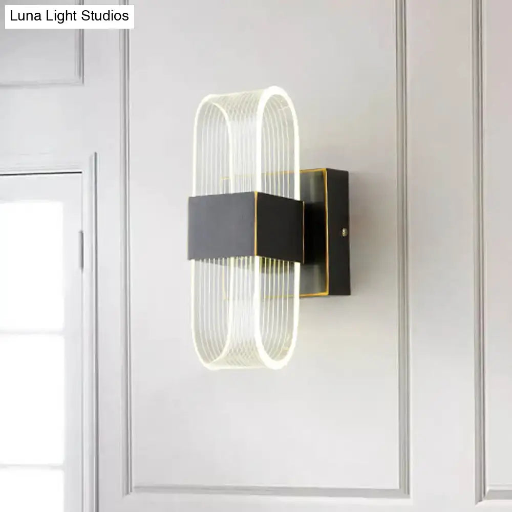 Modern black & gold led sconce light bedroom oval wall mount