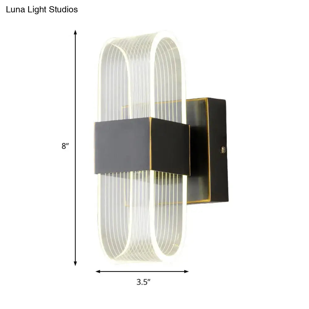 Modern black & gold led sconce light bedroom oval wall mount