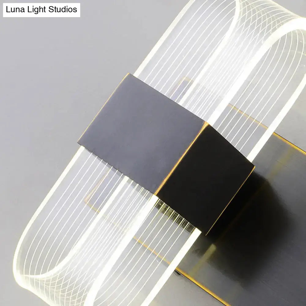 Modern black & gold led sconce light bedroom oval wall mount