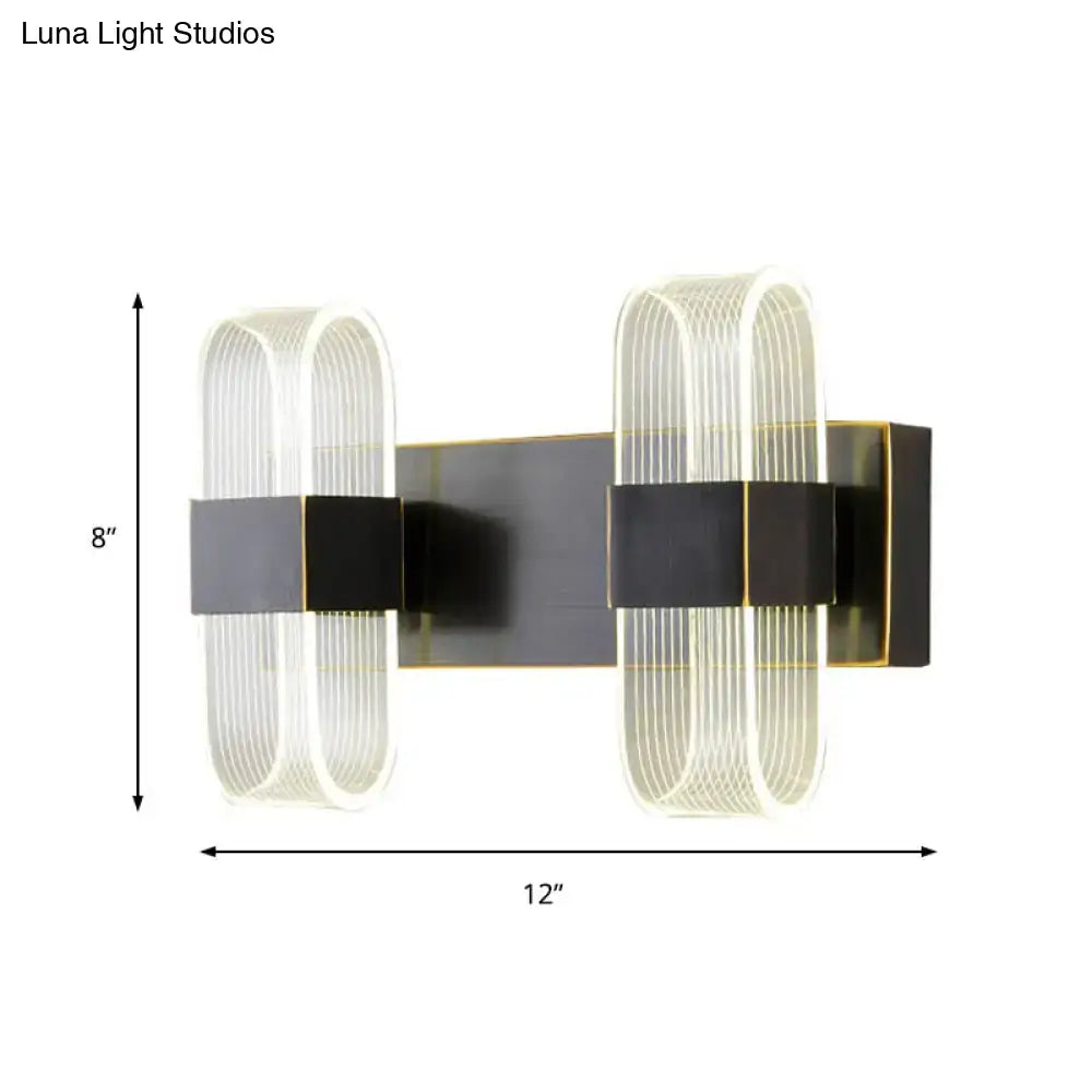 Modern black & gold led sconce light bedroom oval wall mount