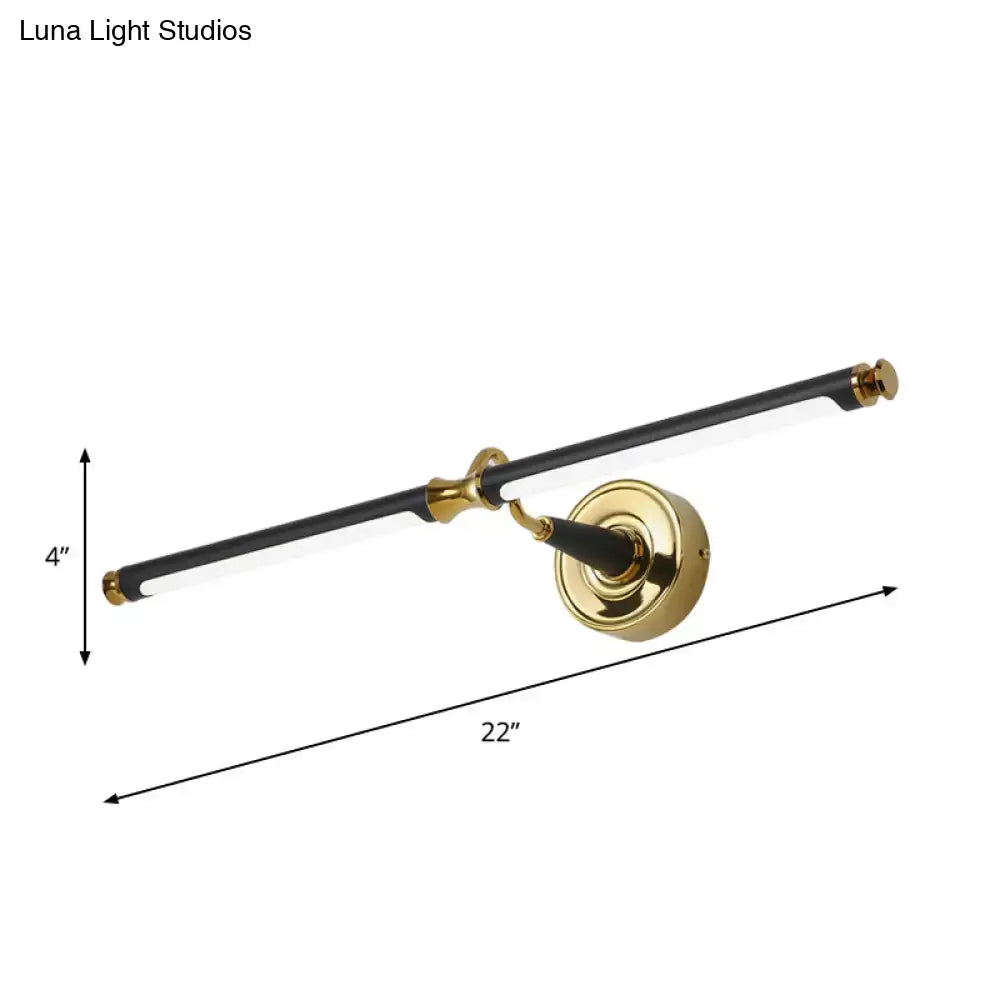Modern black & gold led vanity wall light bathroom sconce