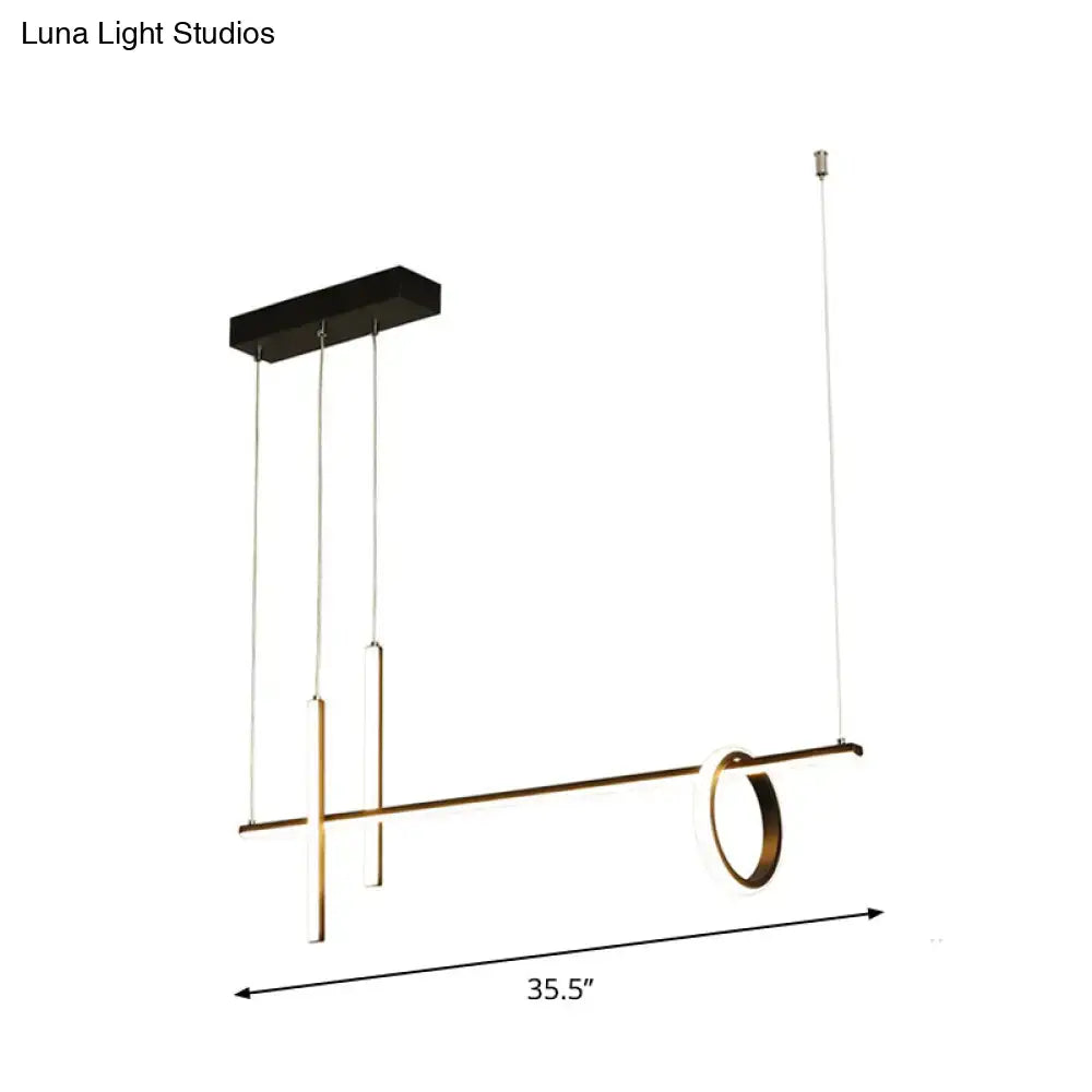 Modern black & gold linear island pendant light kitchen ring decor