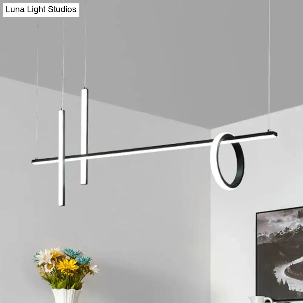Modern black & gold linear island pendant light kitchen ring decor