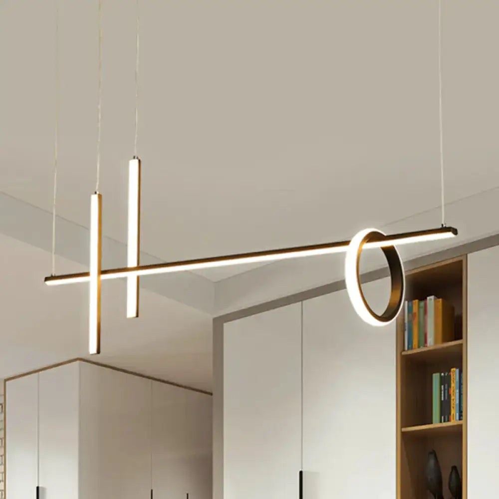 Modern black & gold linear island pendant light kitchen ring decor