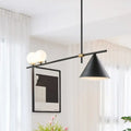 Modern black & gold metal cone island light for dining room