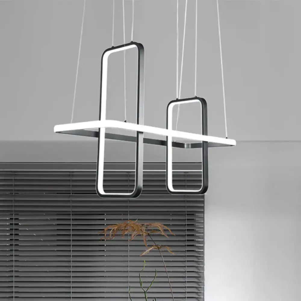 Modern black & gold metal rectangle ceiling pendant kitchen light