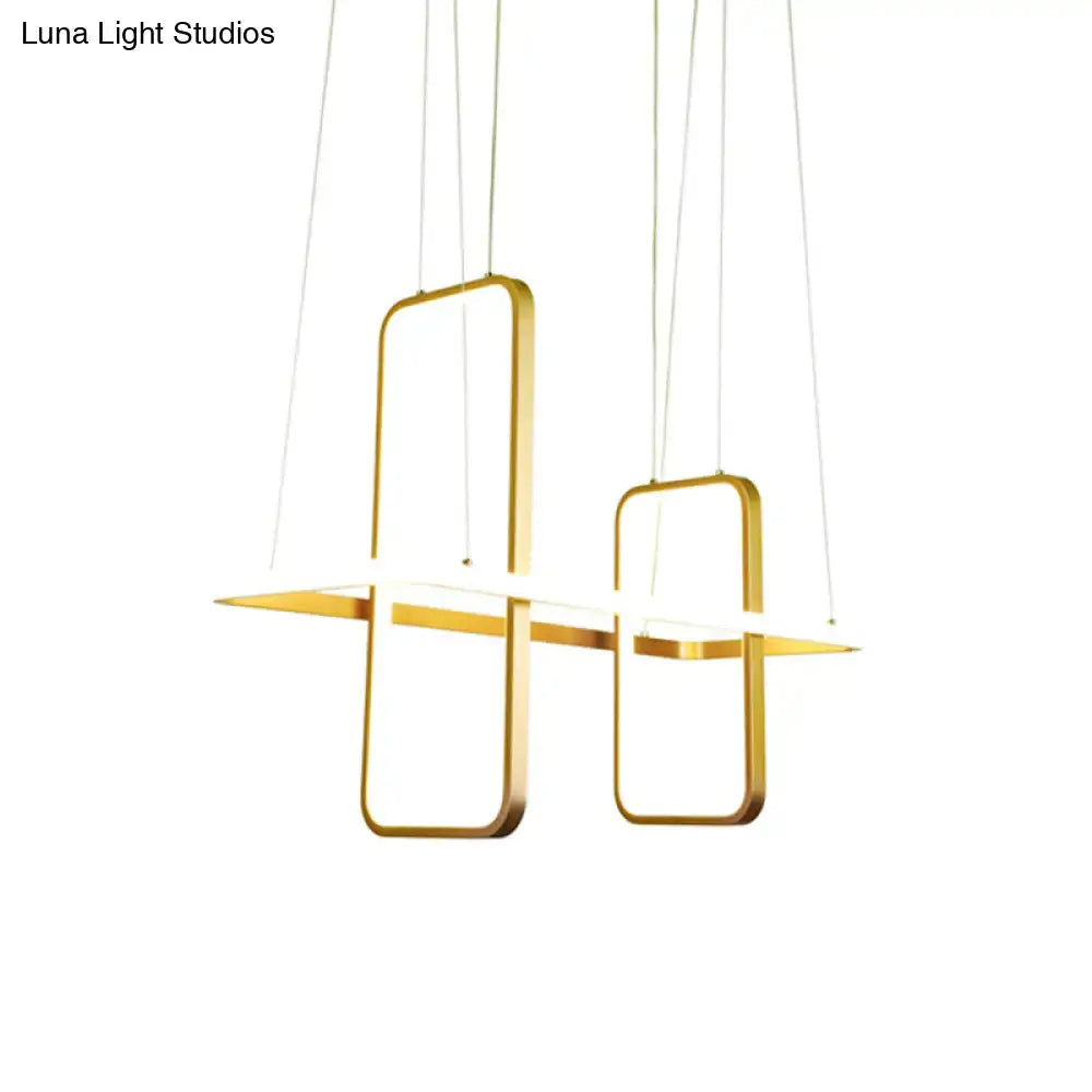 Modern black & gold metal rectangle ceiling pendant kitchen light