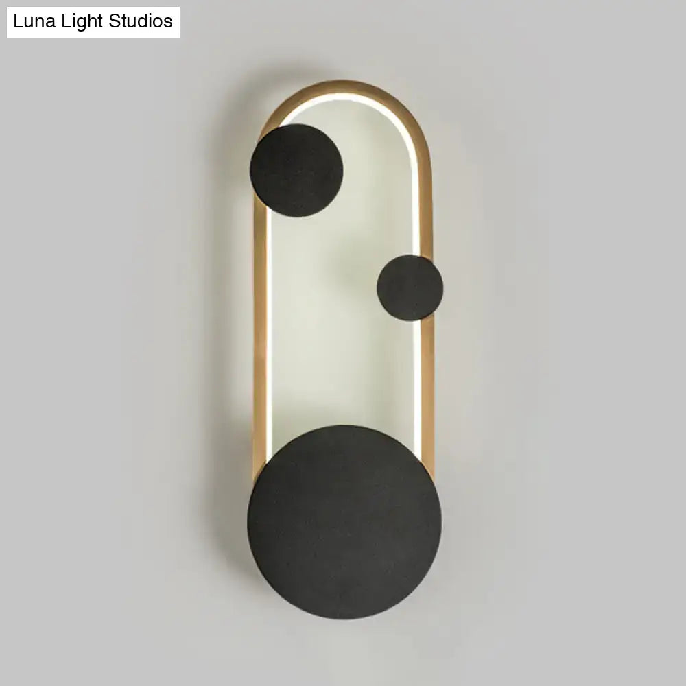Modern black & gold metallic arc wall lamp bedroom led light fixture