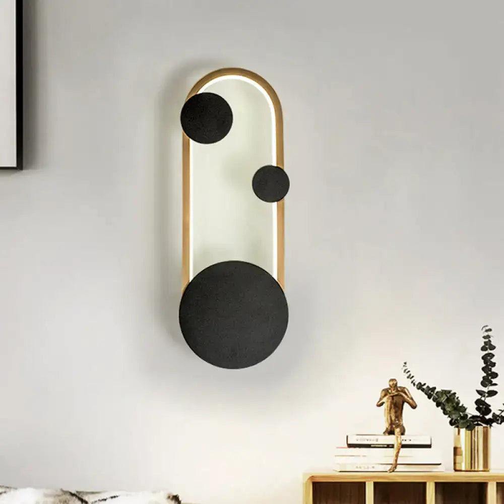 Modern black & gold metallic arc wall lamp bedroom led light fixture
