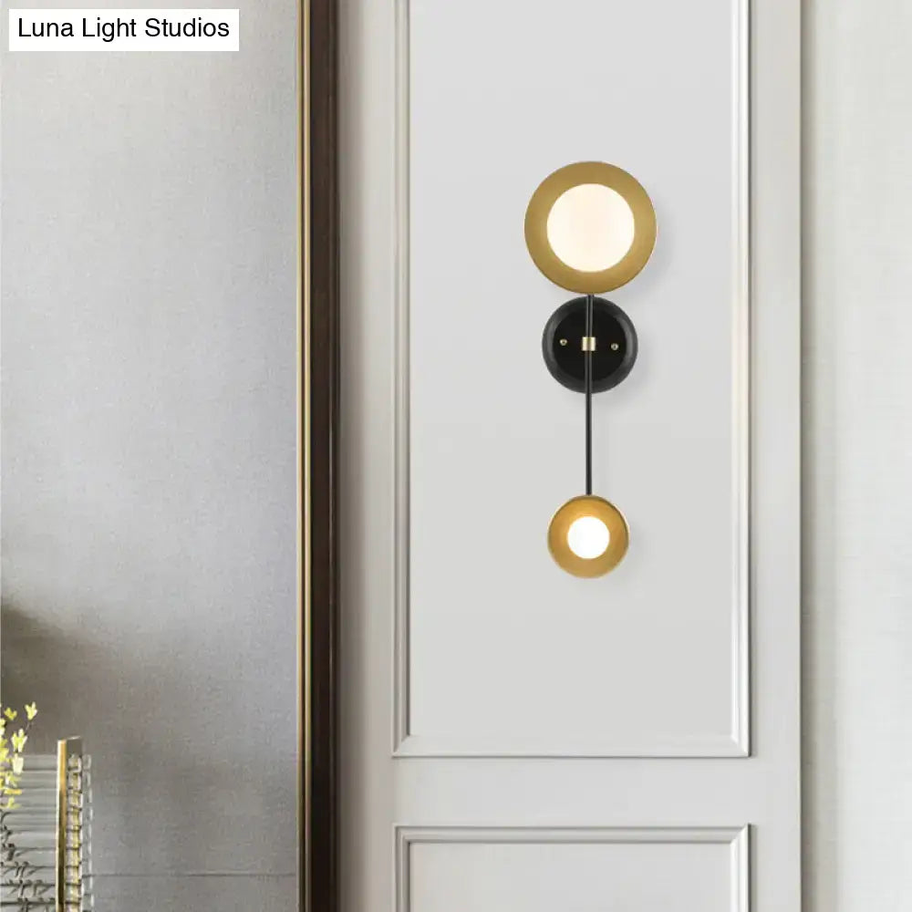 Modern black & gold milky glass wall sconce bedroom reading lamp
