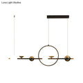 DecorBites modern black acrylic led pendant light with gold spherical accents and halo ring ideal for restaurants
