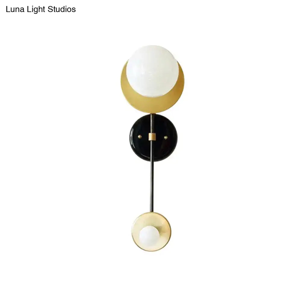 Modern black & gold opal glass wall light fixture bedroom sconce