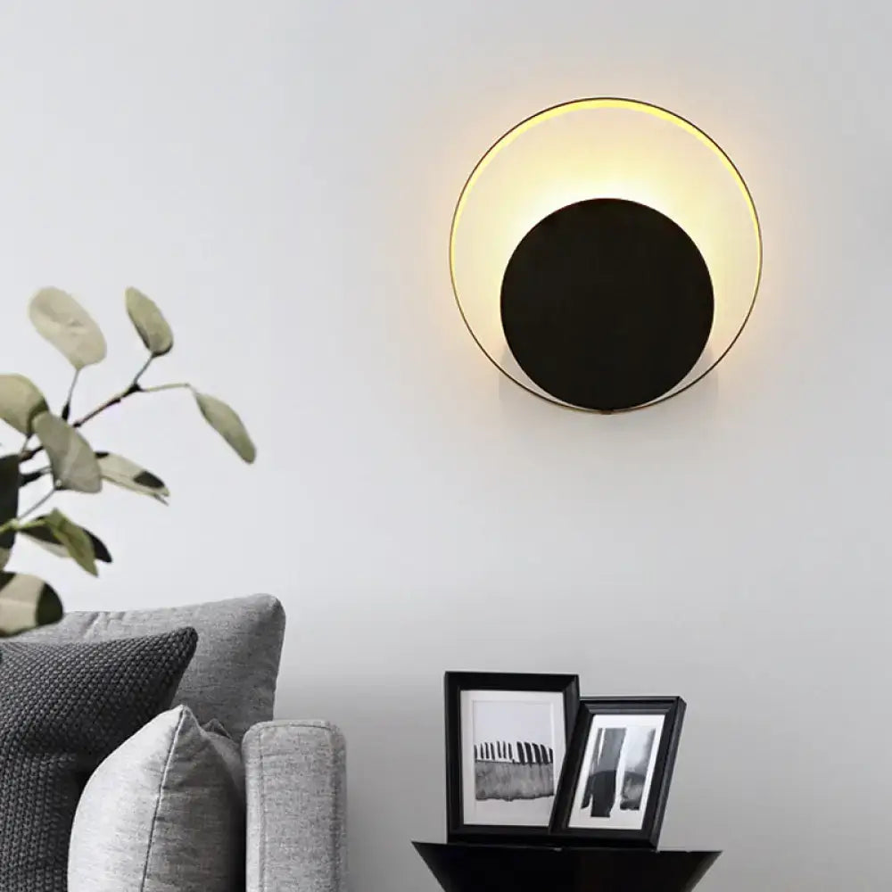 Modern black & gold orbit sconce light – living room ambient lamp