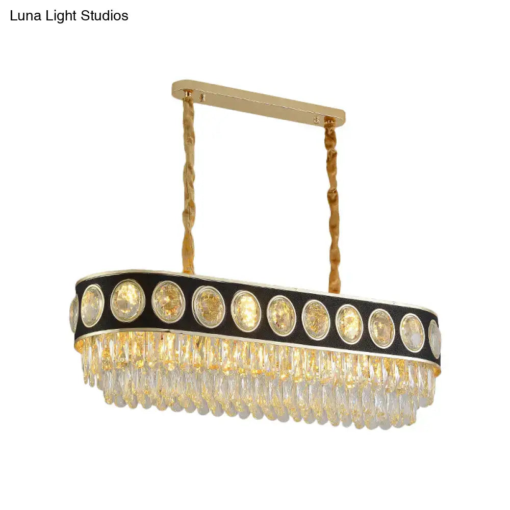 Modern black & gold oval island light for dining room crystal chandelier