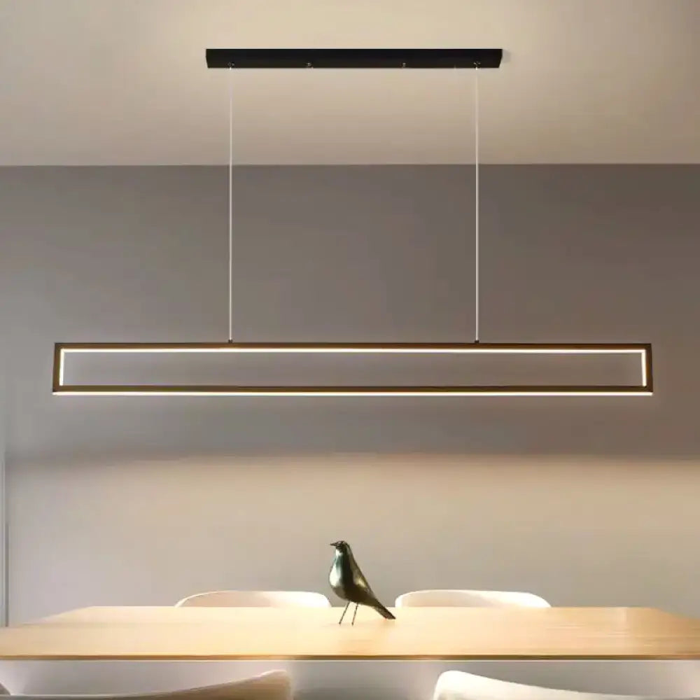 Modern black & gold rectangular led pendant light dining room 110v-120v