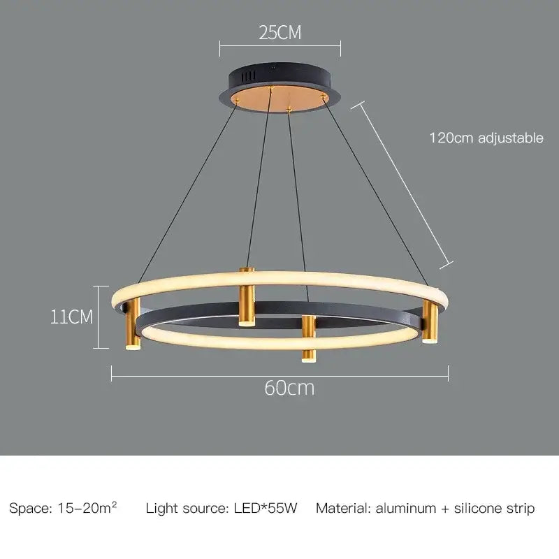 Modern black & gold ring led pendant – dining room chandelier